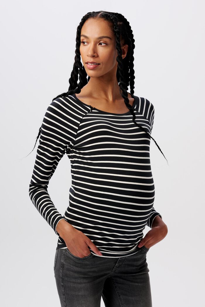 MATERNITY Ciążowa bluzka z długim rękawem i funkcją karmienia, BLACK INK, detail image number 0