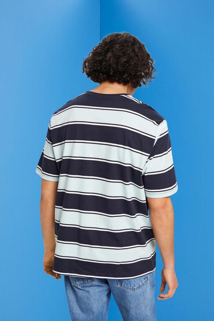 T-shirt w paski ze zrównoważonej bawełny, NAVY, detail image number 3