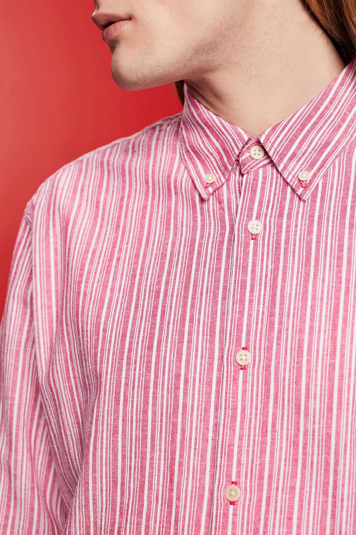 Pasiasta koszula z lnem, DARK PINK, detail image number 2