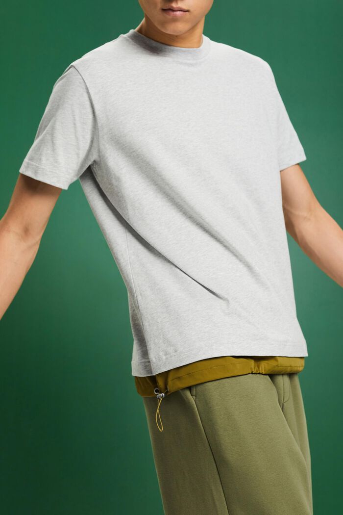 T-shirt z bawełnianego dżerseju ze ściąganym sznurkiem, LIGHT GREY, detail image number 1