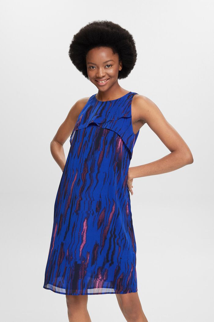 Sukienka mini z szyfonowej krepy z nadrukiem, BRIGHT BLUE, detail image number 4