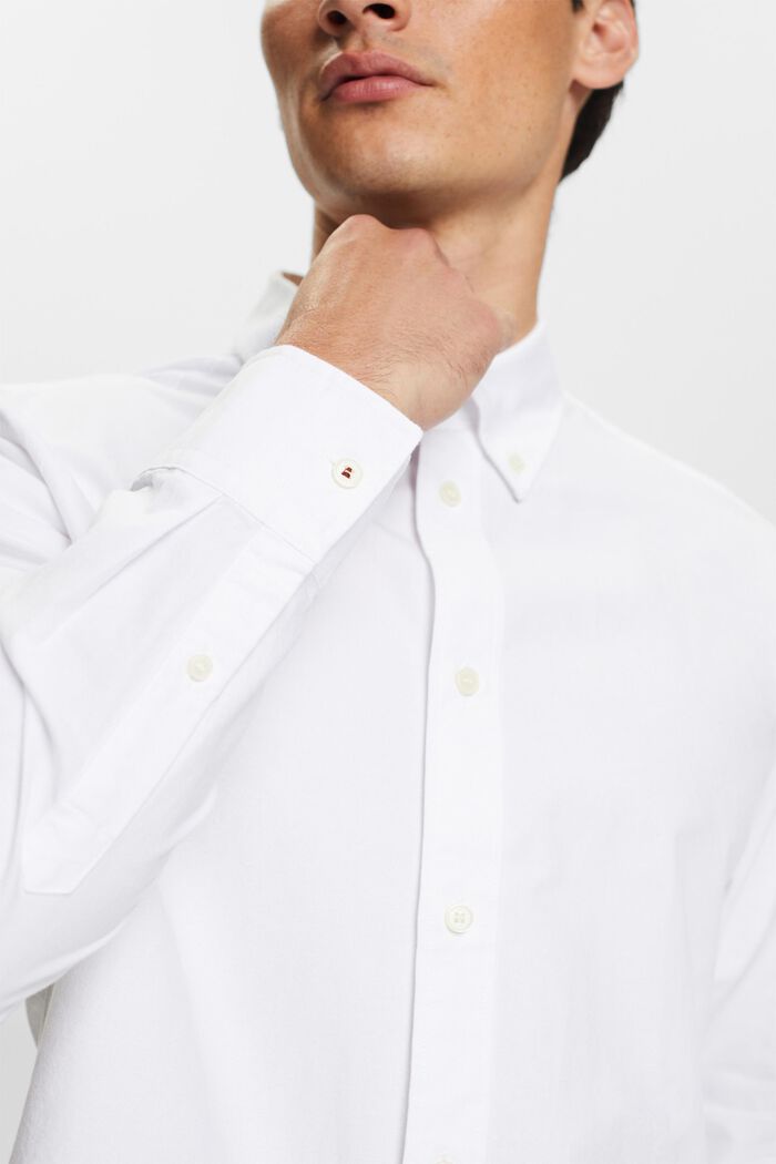 Koszula z kołnierzykiem na guziki z bawełnianej popeliny, WHITE, detail image number 3