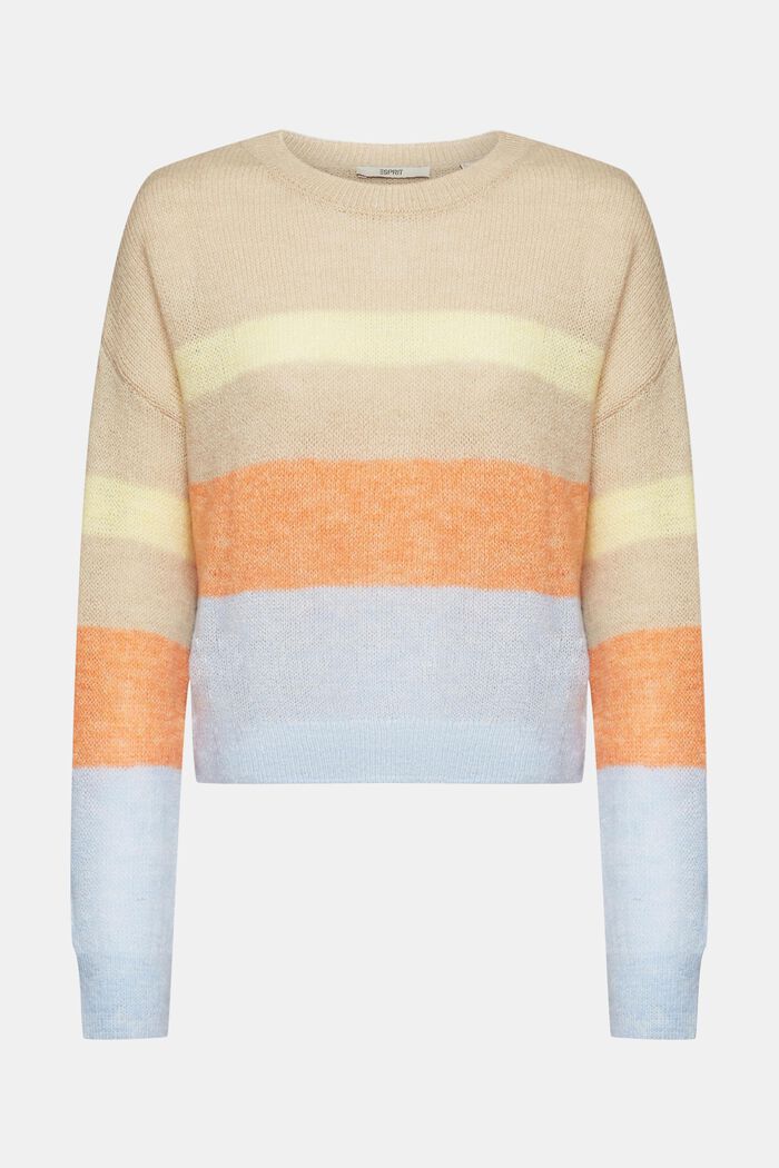 Dzianinowy sweter w paski, LIGHT TAUPE, detail image number 6