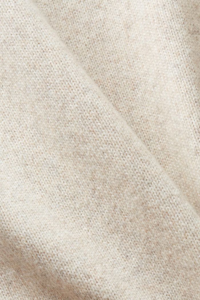 Sweter z okrągłym dekoltem z mieszanki wełnianej, LIGHT BEIGE, detail image number 4