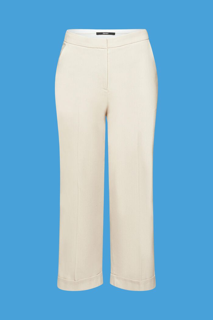 Skrócone spodnie w biznesowym stylu z wysokim stanem, LIGHT BEIGE, detail image number 6