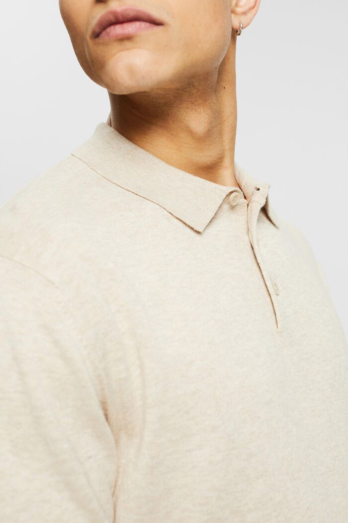 Z włóknem TENCEL™: koszulka polo w dzianinowym stylu, LIGHT BEIGE, detail image number 2