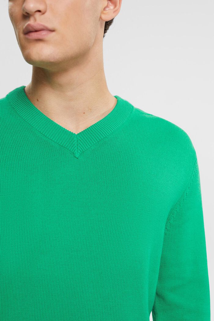 Dzianinowy sweter z dekoltem w serek, LIGHT GREEN, detail image number 0