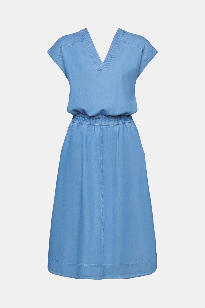Sukienka z batystu bawełnianego w kolorze dżinsu, BLUE LIGHT WASHED, detail image number 5