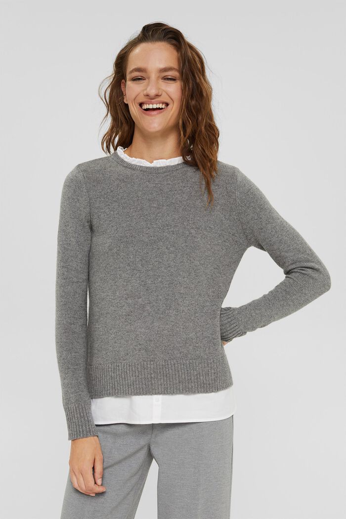 Z wełną: warstwowy sweter, GUNMETAL, detail image number 0
