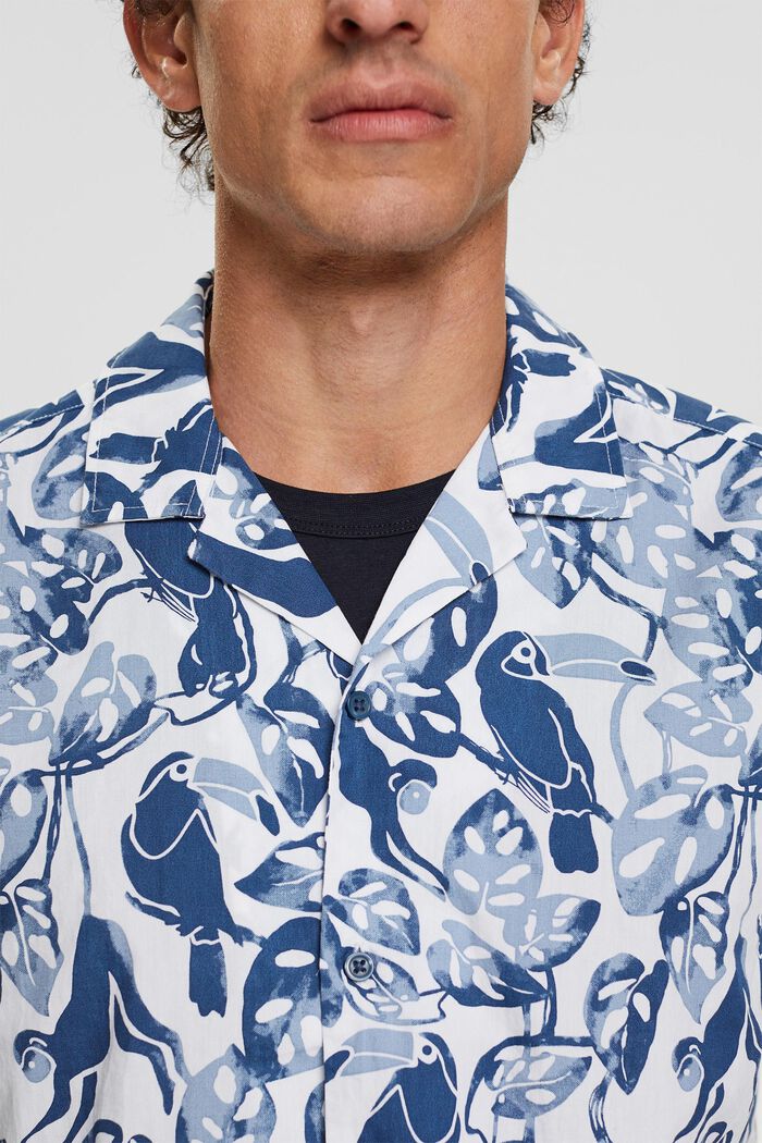 Koszula z krótkim rękawem i tropikalnym nadrukiem, 100% bawełny, BLUE, detail image number 3