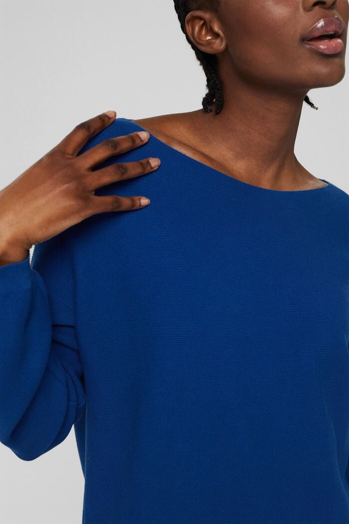 Dzianinowy sweter, 100% bawełny ekologicznej, BRIGHT BLUE, detail image number 2