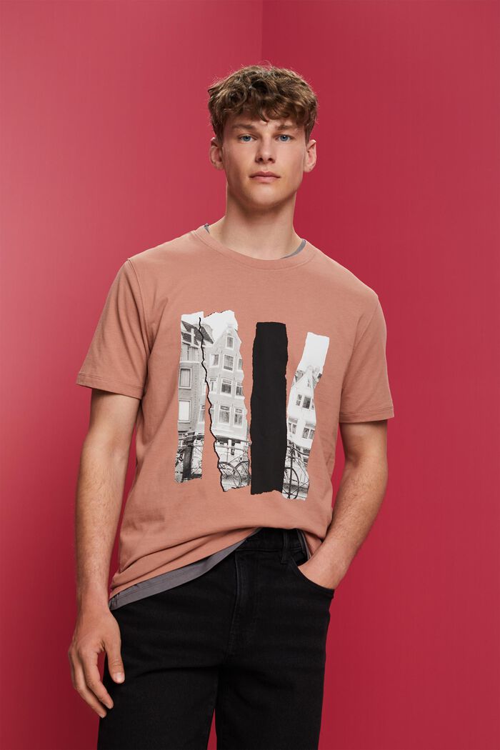 T-shirt z okrągłym dekoltem i nadrukiem, 100% bawełny, DARK OLD PINK, detail image number 0