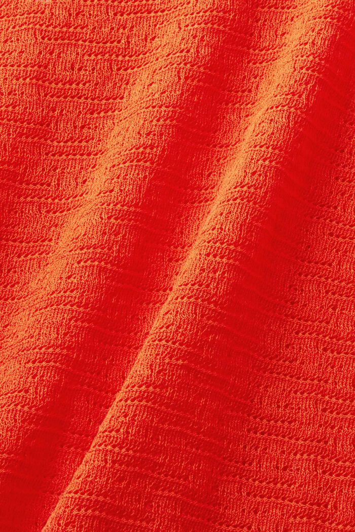 Sweter pointelle z dekoltem w serek, BRIGHT ORANGE, detail image number 5