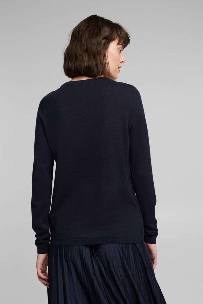Sweter basic z mieszanki z bawełną ekologiczną, NAVY, detail image number 3