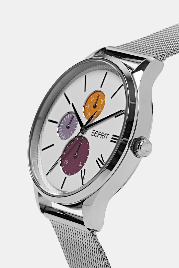 Wielofunkcyjny zegarek z siateczkową bransoletą, SILVER, detail image number 1