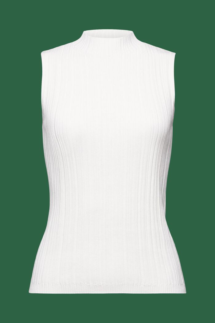 Prążkowany sweter bez rękawów, WHITE, detail image number 6