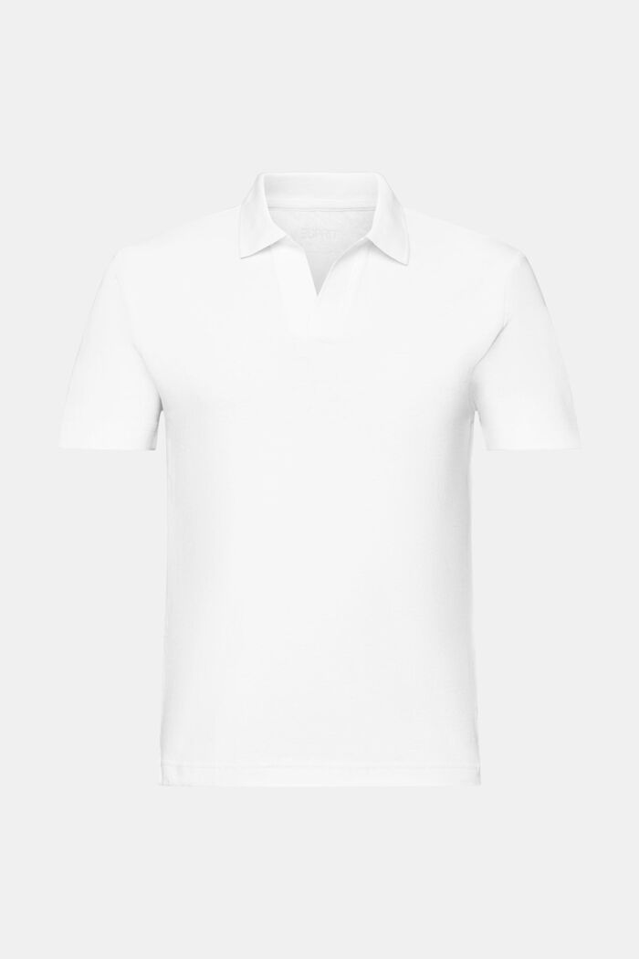 Koszulka polo z bawełny i lnu, OFF WHITE, detail image number 6