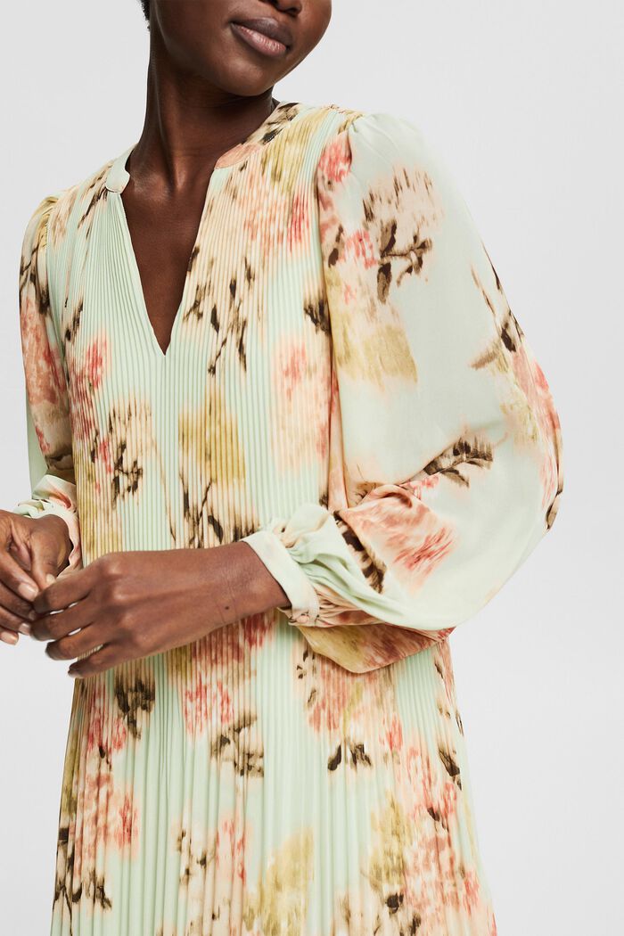 Z recyklingu: szyfonowa sukienka z kwiatowym wzorem, PASTEL GREEN, detail image number 3