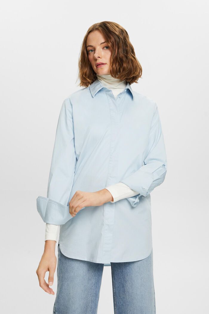Bluzka koszulowa o luźnym kroju, LIGHT BLUE, detail image number 5