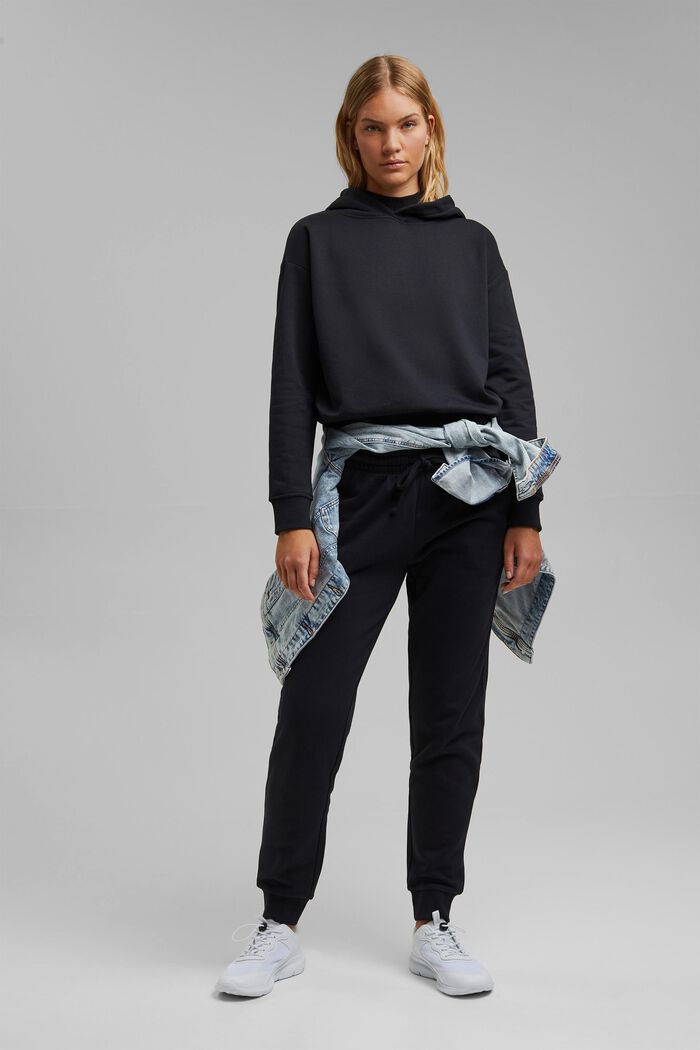Bluza z kapturem z mieszanki z bawełną ekologiczną, BLACK, detail image number 1