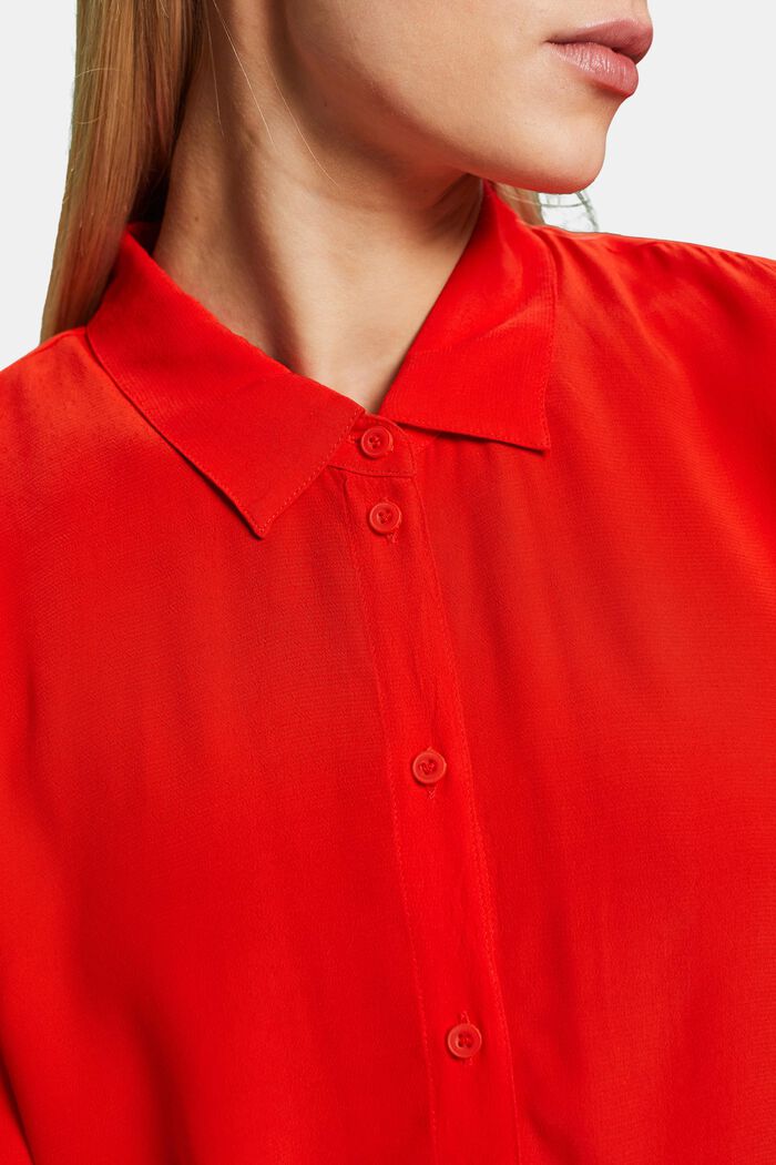 Koszulowa bluzka z krepy, RED, detail image number 3