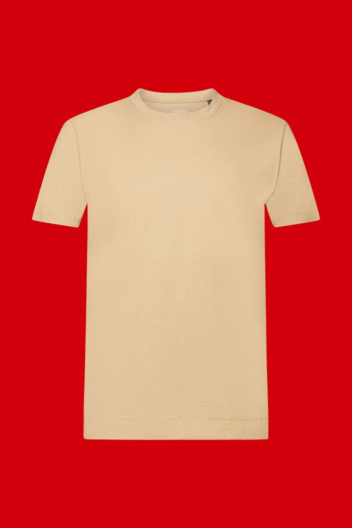 T-shirt z mieszanki lnu i bawełny, SAND, detail image number 6