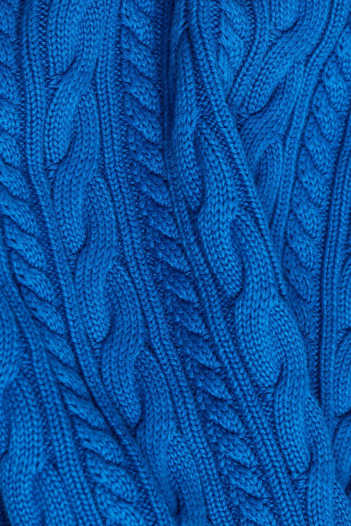 Sweter z bawełnianej dzianiny w warkocze, DARK BLUE, detail image number 5