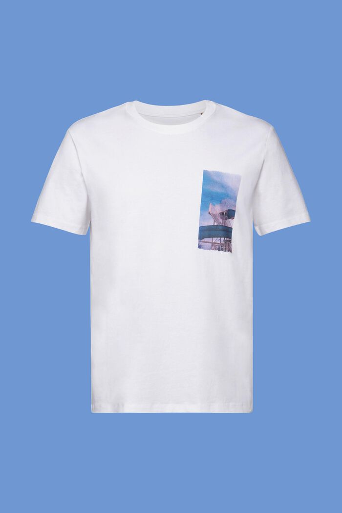 T-shirt z nadrukiem na piersi, 100% bawełny, WHITE, detail image number 6