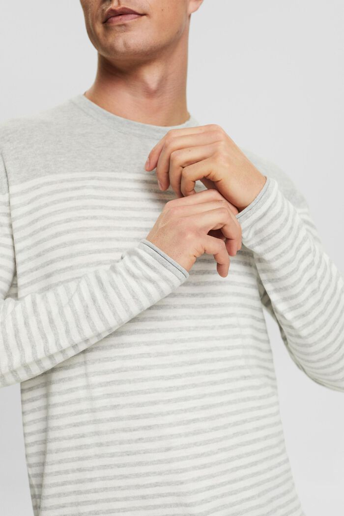 Sweter z bawełny w paski, LIGHT GREY, detail image number 3