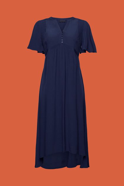 Sukienka midi z przyszytym, wiązanym paskiem