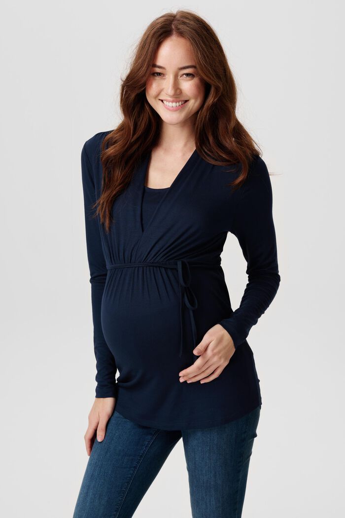 Bluzka z długim rękawem dla matek karmiących, LENZING™ ECOVERO™, NIGHT BLUE, detail image number 0
