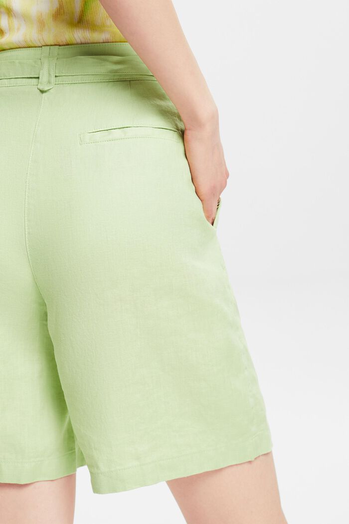 Lniane szorty z szerokimi nogawkami, LIGHT GREEN, detail image number 4