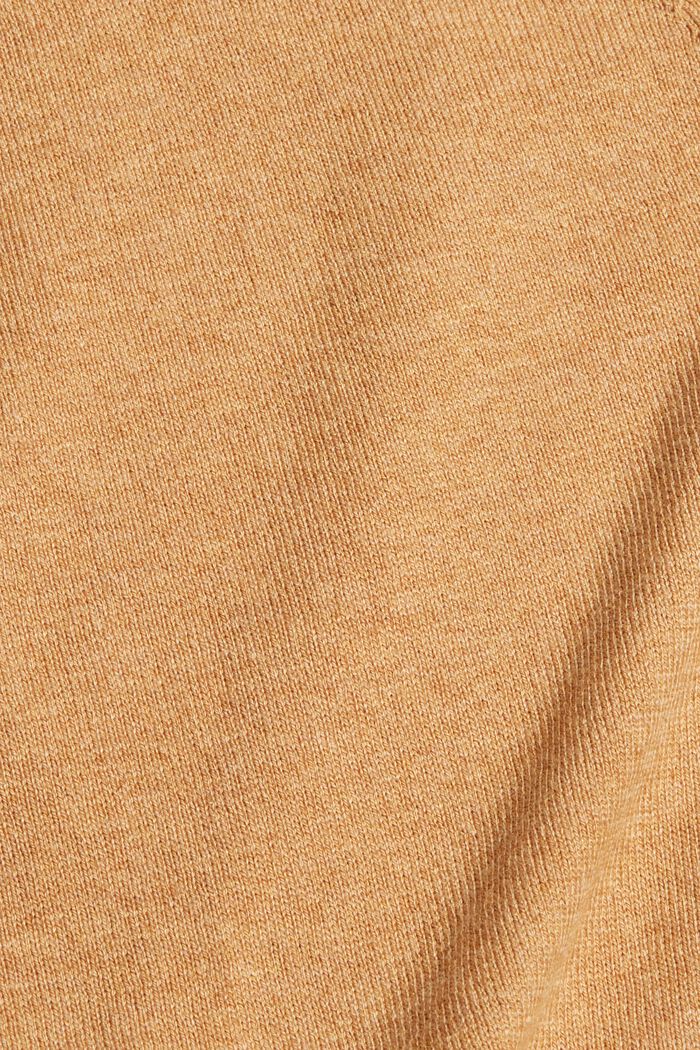 Kardigan z wycięciem w serek z mieszanki z bawełną ekologiczną, KHAKI BEIGE, detail image number 4