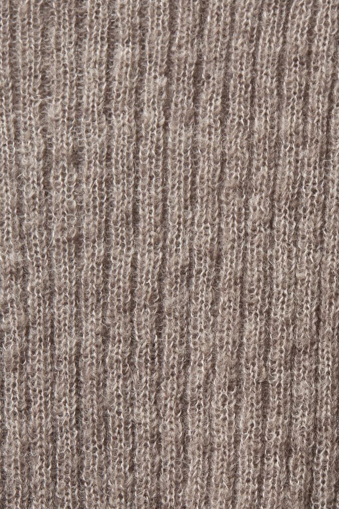 Sweter z półgolfem z wzorem w warkocze, BROWN GREY, detail image number 7