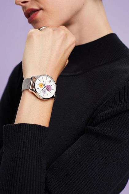 Wielofunkcyjny zegarek z siateczkową bransoletą