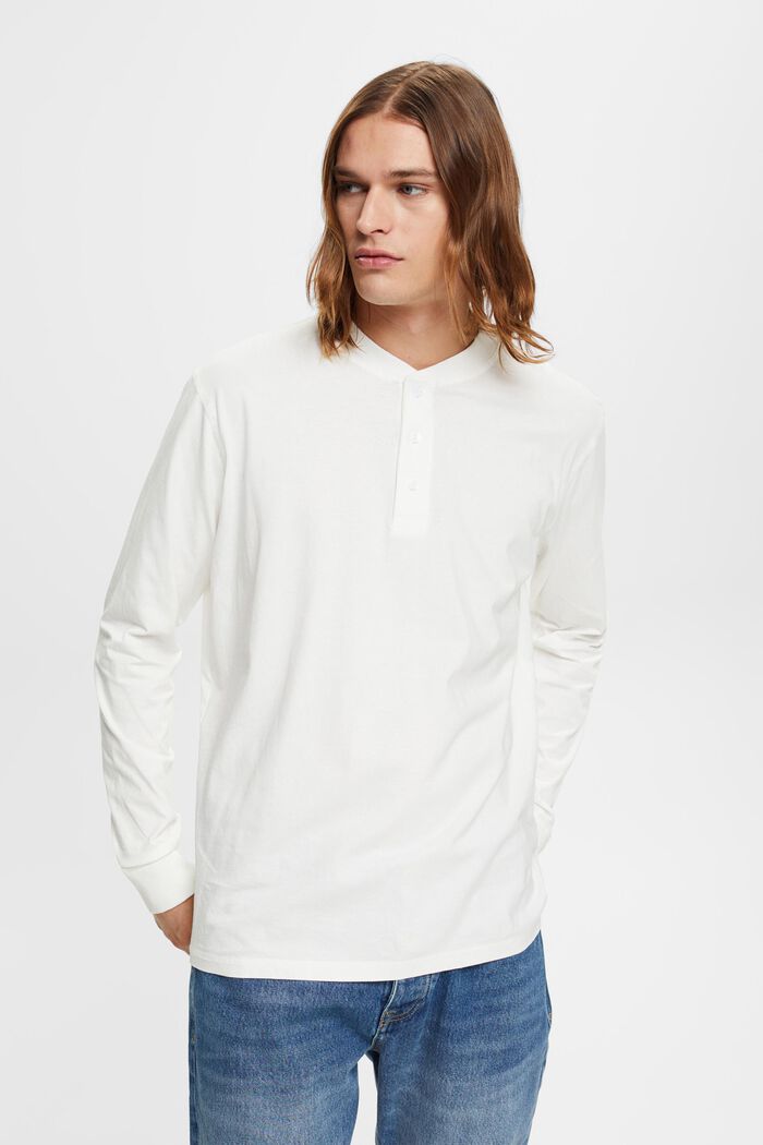 Koszulka z długim rękawem i guzikami, OFF WHITE, detail image number 0