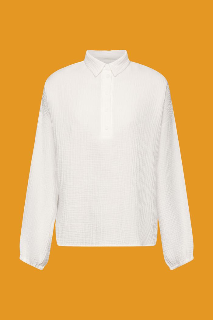 Fakturowana bluzka z bawełny, WHITE, detail image number 5