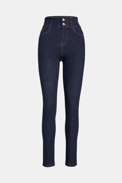 Body Contour: dżinsy, fason high rise skinny, BLUE DARK WASHED, overview