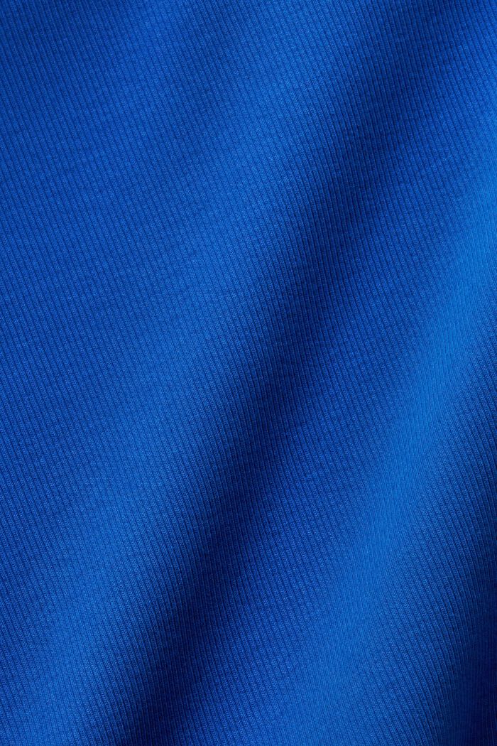 Skrócony T-shirt z prążkowanej bawełny, BRIGHT BLUE, detail image number 5