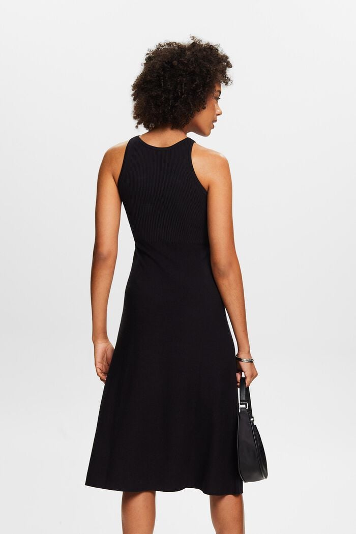 Prążkowana sukienka midi bez rękawów, BLACK, detail image number 3