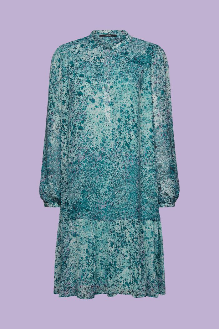 Sukienka mini z wzorzystego szyfonu, LIGHT AQUA GREEN, detail image number 6