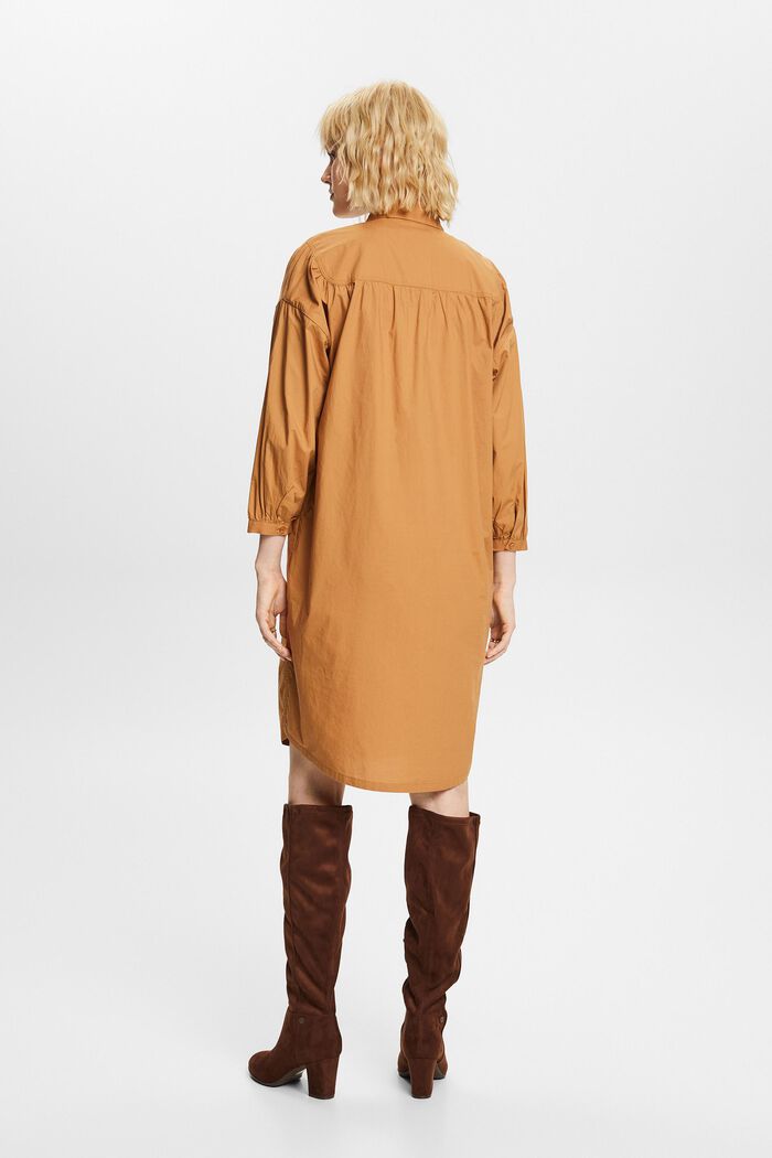Sukienka koszulowa z wiązanym paskiem, 100% bawełna, CARAMEL, detail image number 3