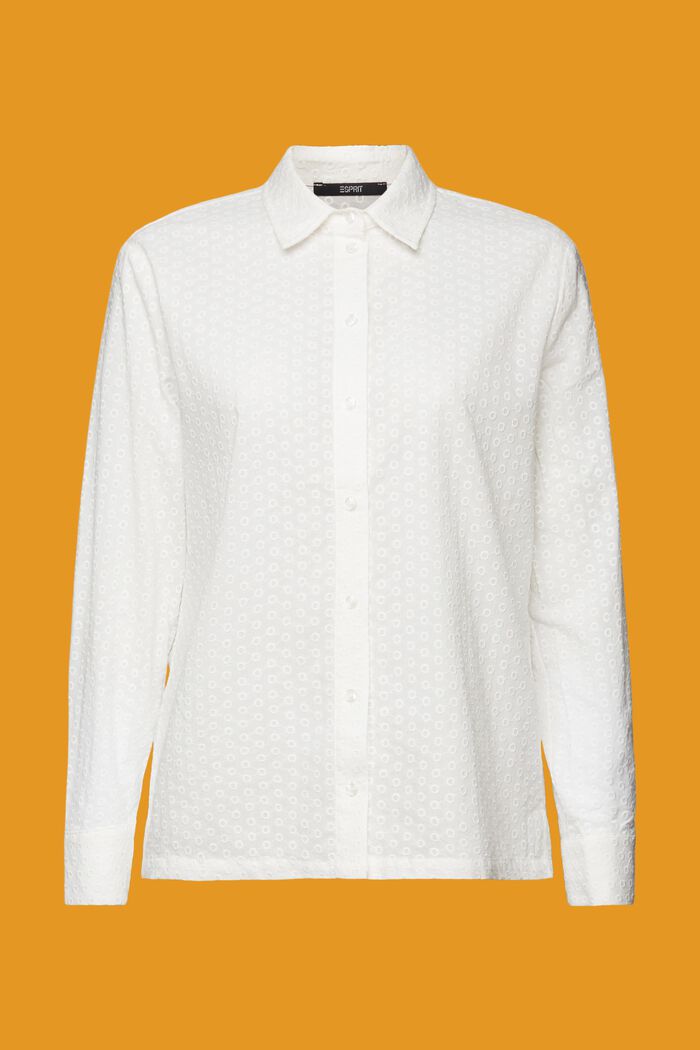 Bluzka koszulowa z haftem, 100% bawełny, WHITE, detail image number 5