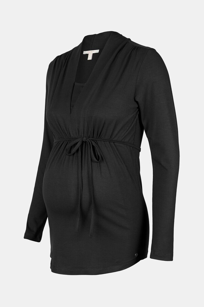 Bluzka z długim rękawem dla matek karmiących, LENZING™ ECOVERO™, BLACK, detail image number 5