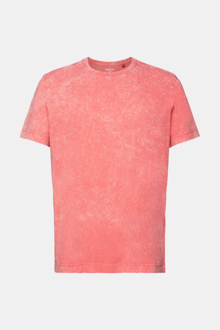 T-shirt z efektem stone washed, 100% bawełny, CORAL RED, detail image number 6