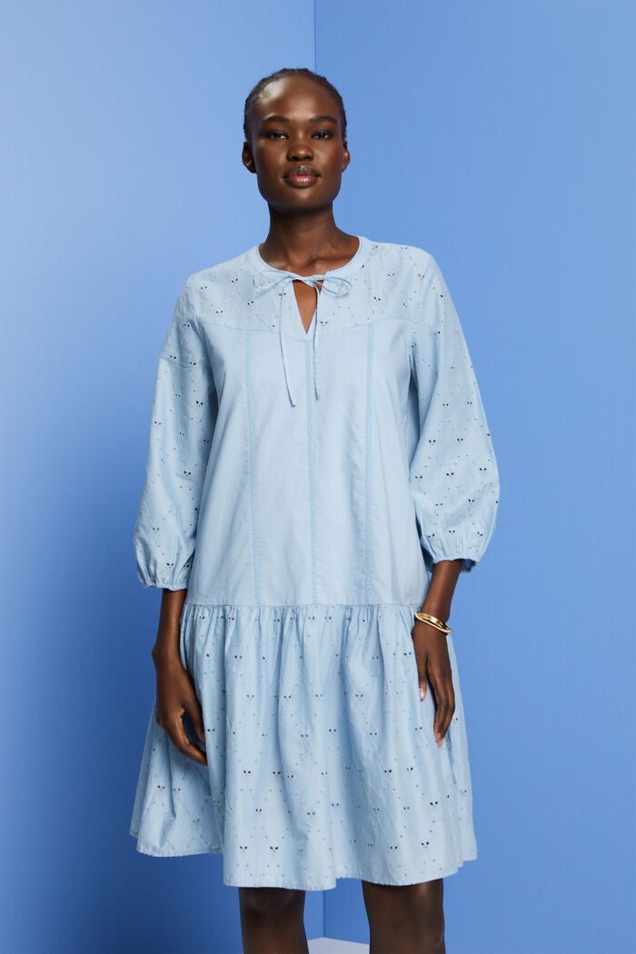 Sukienka z haftem, 100% bawełny, LIGHT BLUE LAVENDER, detail image number 0