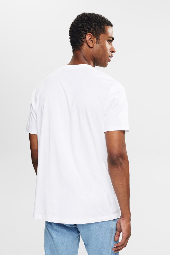 T-shirt z dżerseju z haftowanym logo, WHITE, detail image number 3