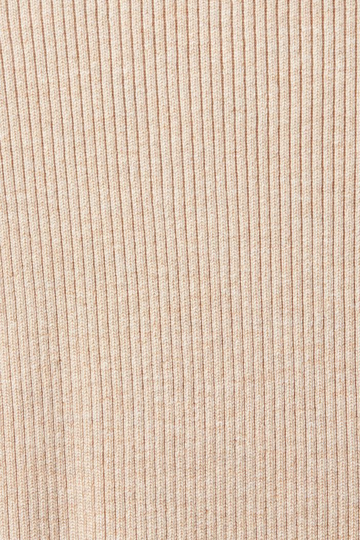 Sweter z prążkowanej dzianiny z półgolfem, DUSTY NUDE, detail image number 5