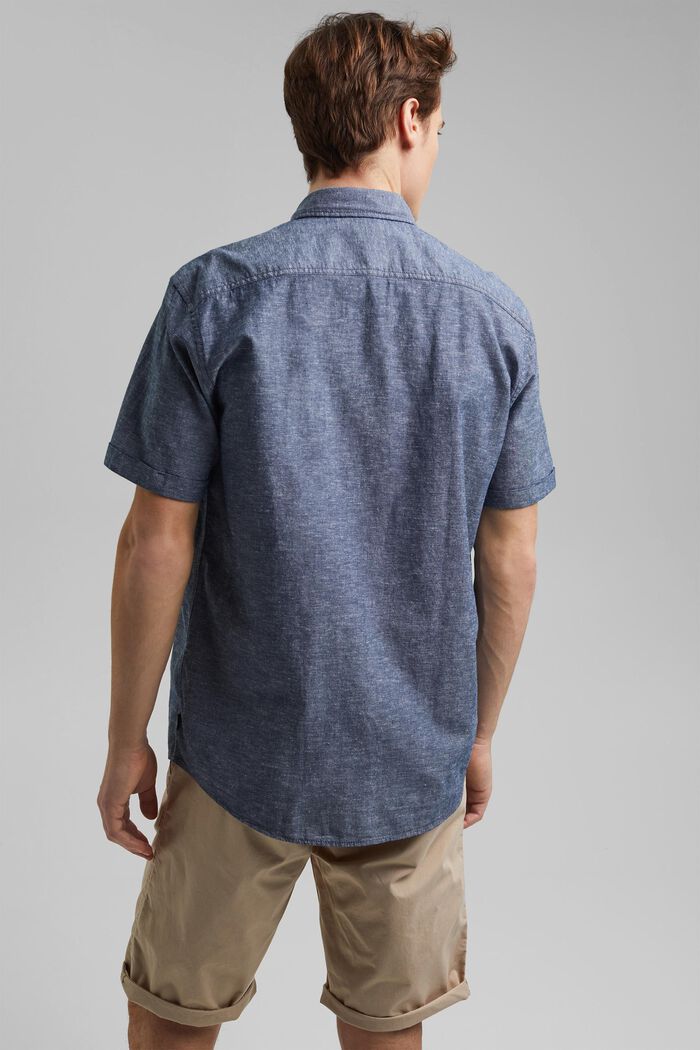 Len/ bawełna organiczna: koszula z krótkim rękawem, NAVY, detail image number 3