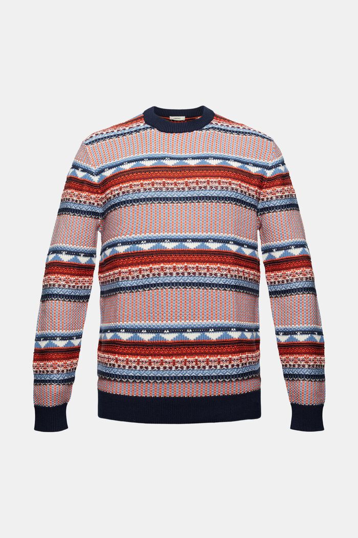 Żakardowy sweter z norweskim wzorem, NAVY, detail image number 2